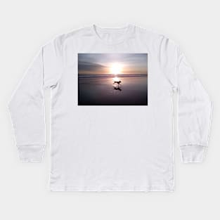 Dog Chasing Sunset in California Kids Long Sleeve T-Shirt